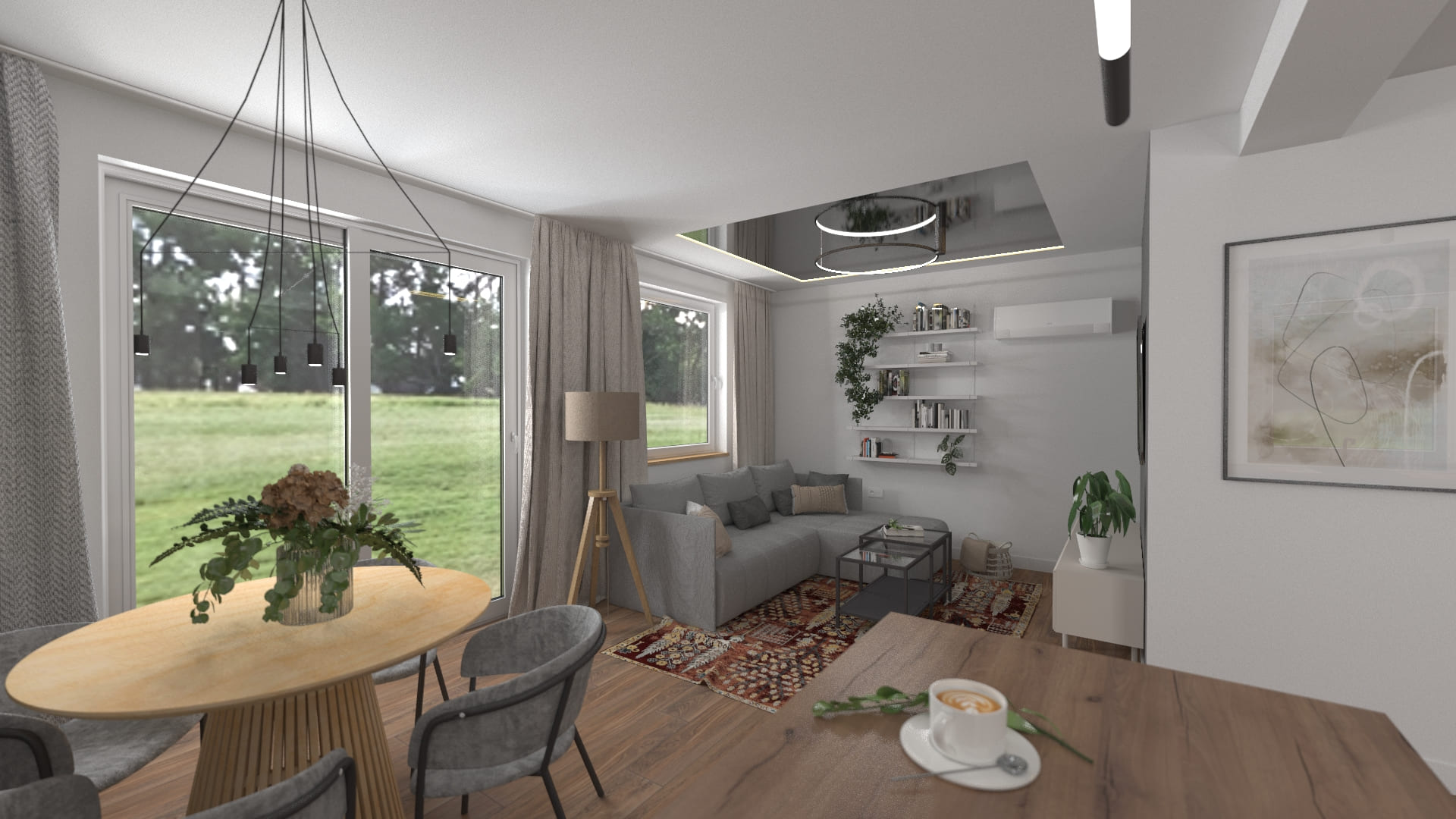 Strefa wypoczynkowa salonu w mieszkaniu 55 m2 w Skawinie