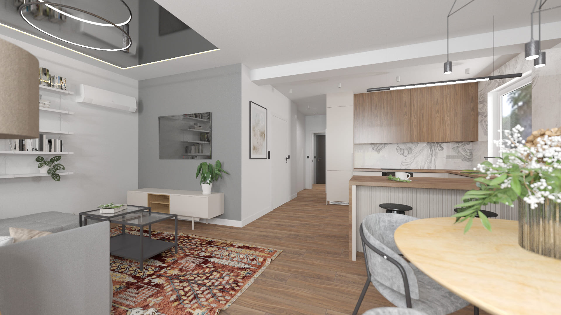 Aneks kuchenny w mieszkaniu na wynajem w Skawinie – nowoczesny design