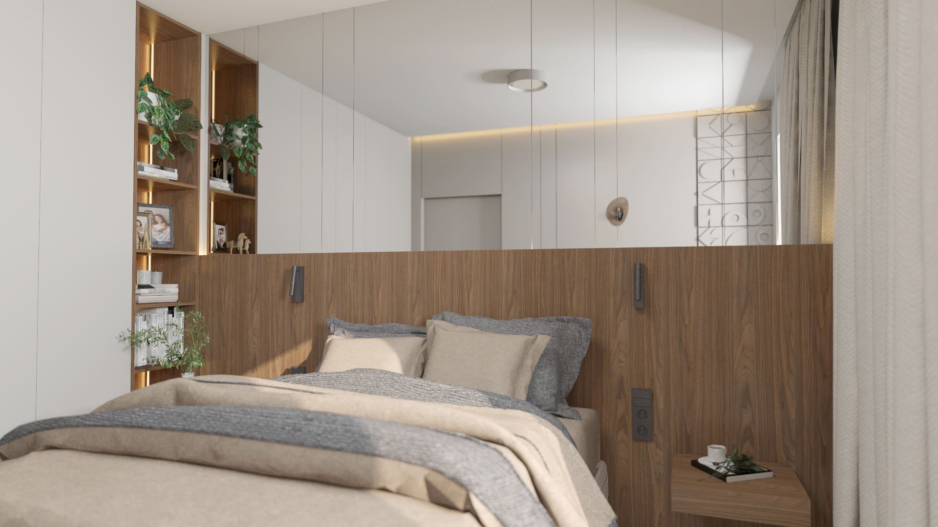 Elegancka sypialnia w luksusowym mieszkaniu Katowice Siewna – projekt wnętrza